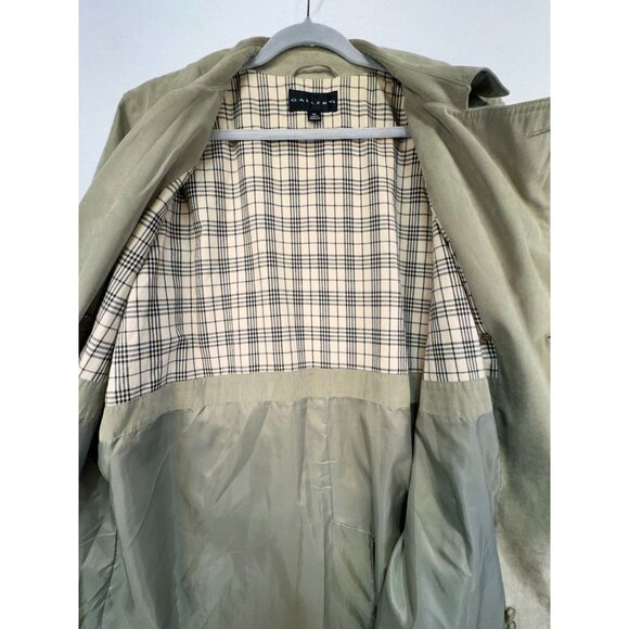 Gallery Womens Double-Breasted Coat XL Beige Tan Plaid Lining - Picture 6 of 13